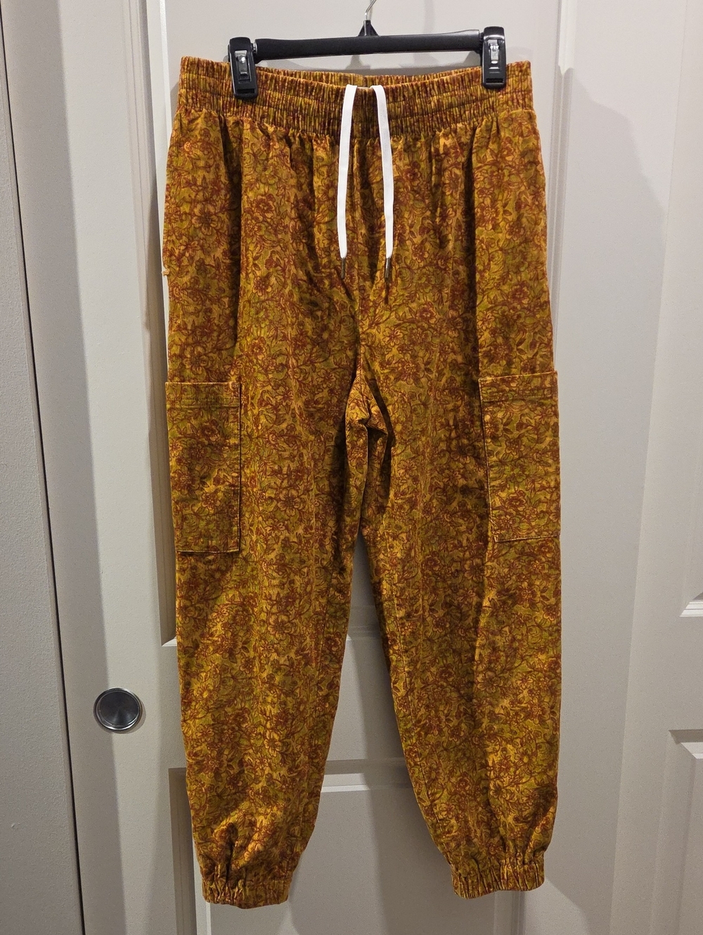 Urban Outfitters Corduroy Mustard Paisley Cargo Joggers